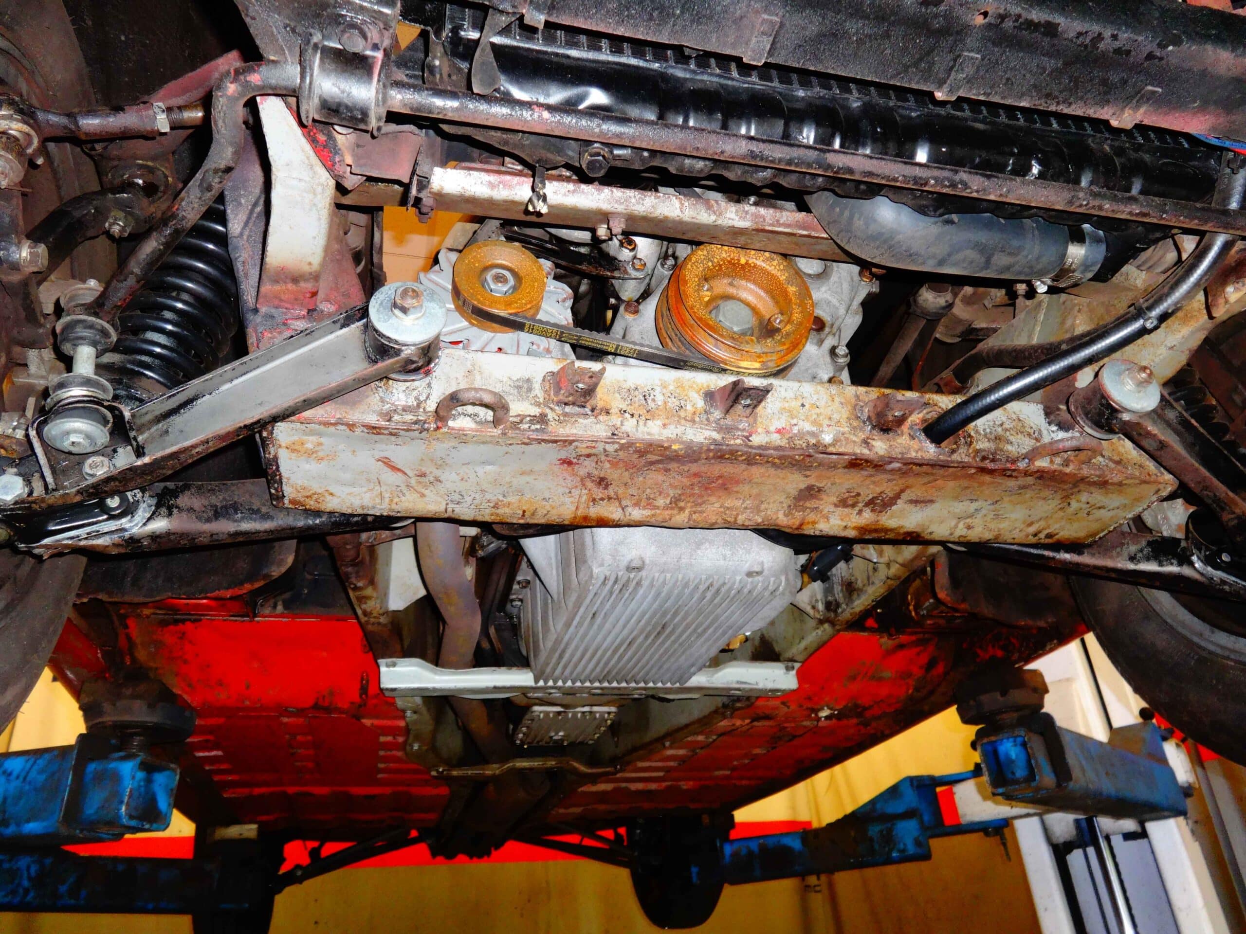 Toyota 2000GT Underbody Before Dry Ice Blasting