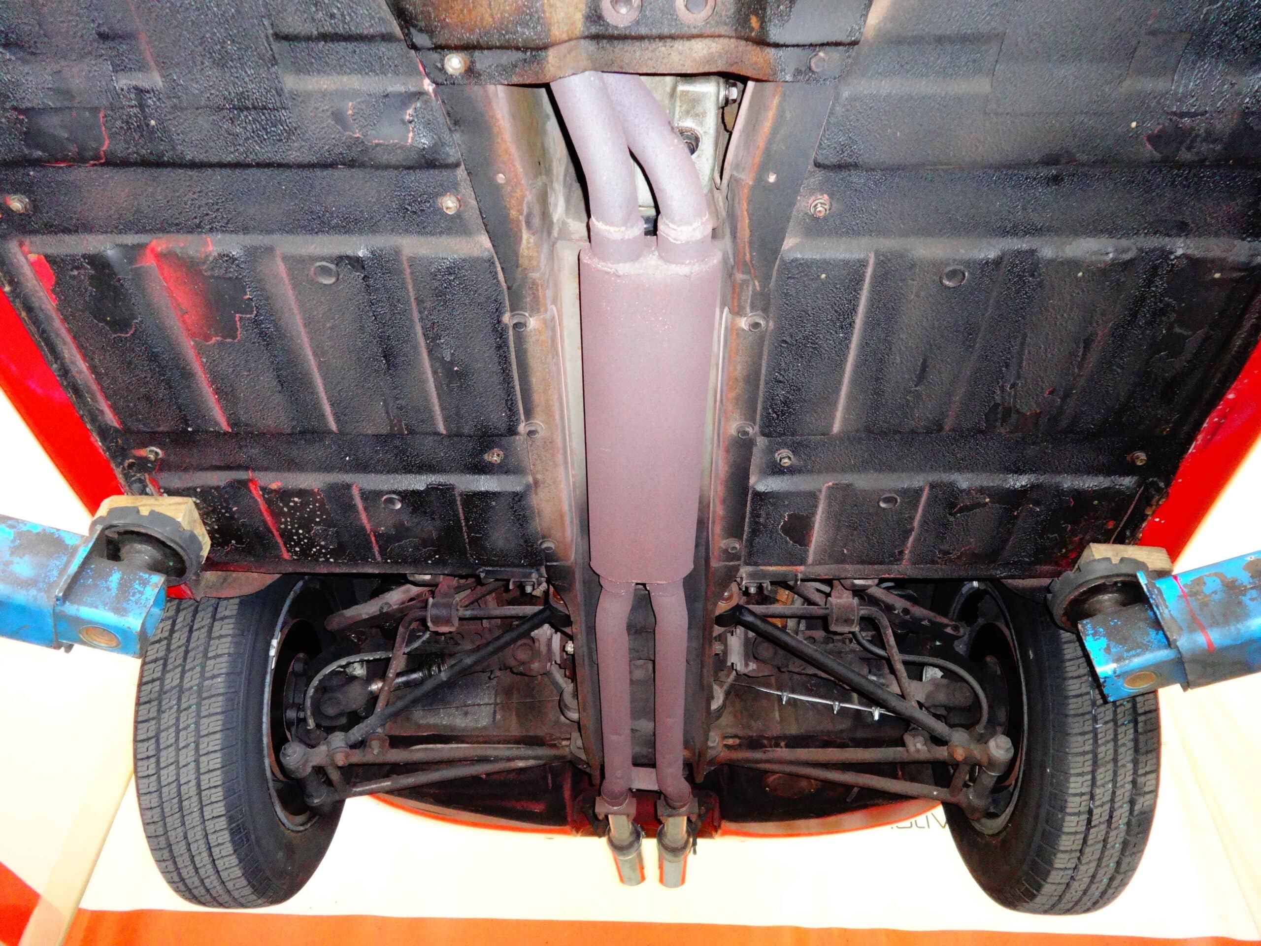 Toyota 2000GT Underneath Before Dry Ice Blasting