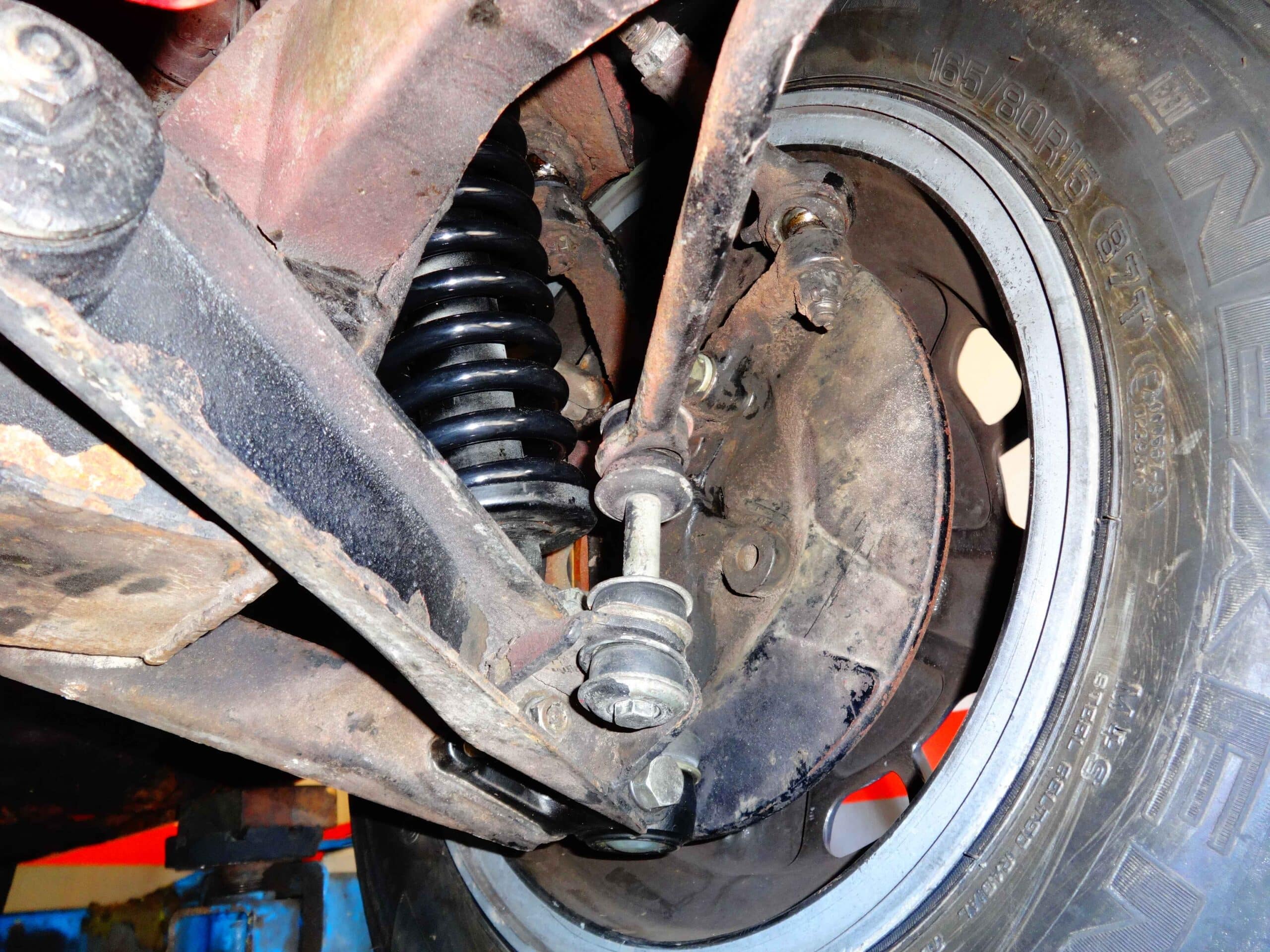 Toyota 2000GT Wheel Well Before Dry Ice Blasting